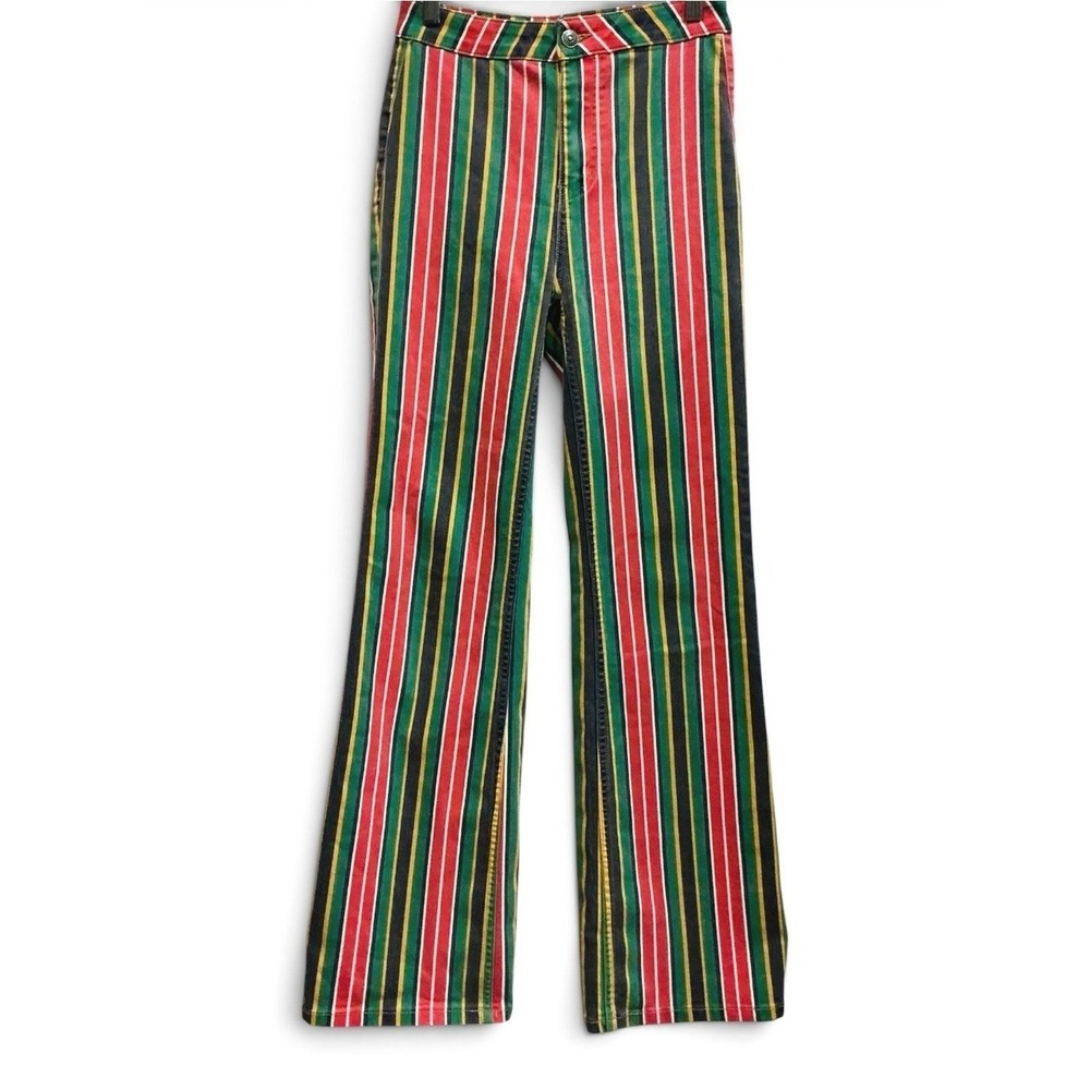 Free People Seneca Printed Striped Straight Leg Jeans 70s Boho 26 - Picture 2 of 4